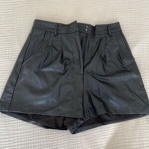 Amanda Uprichard Women’s Black High Waist Faux Leather Shorts in Size S.